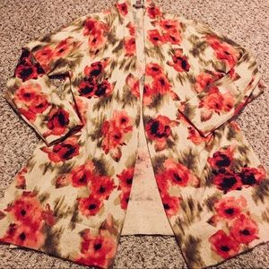J.JILL  LONG FLORAL WRAP SWEATER SIZE M